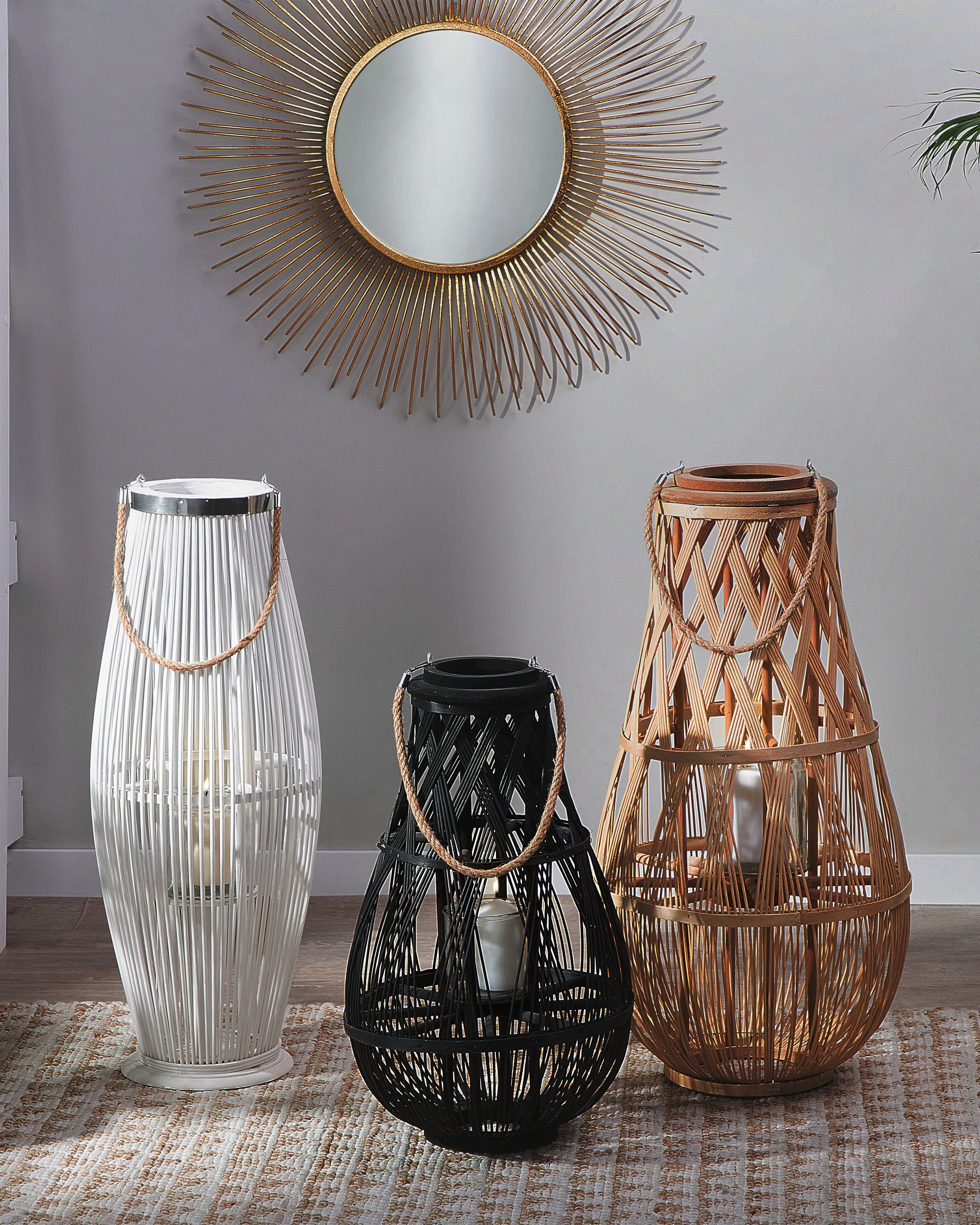 Lantaarn TONGA Bamboehout 56 cm Zwart