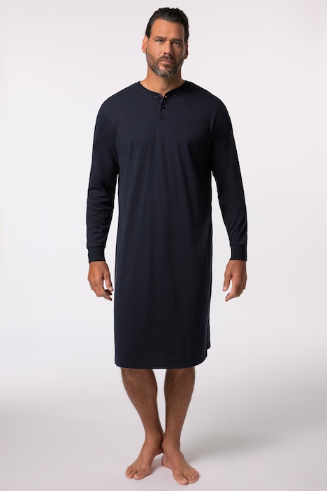 Nachthemd, Langarm, Henley, bis 8 XL