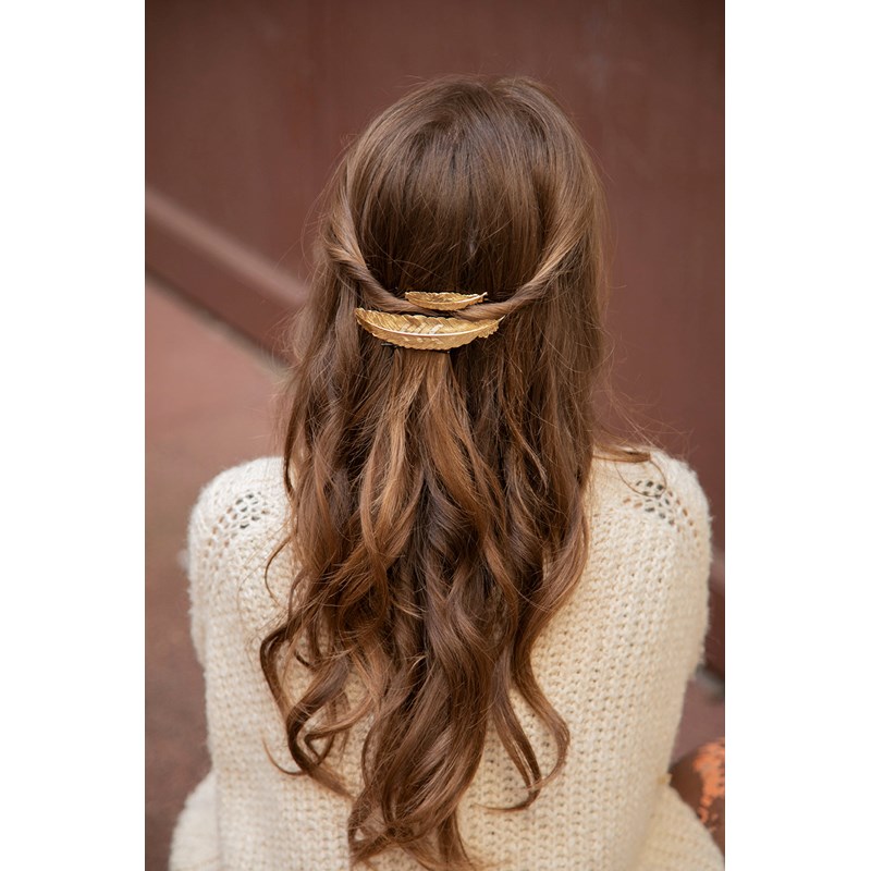 barrette plume plaqué argent - PHÉBÉ