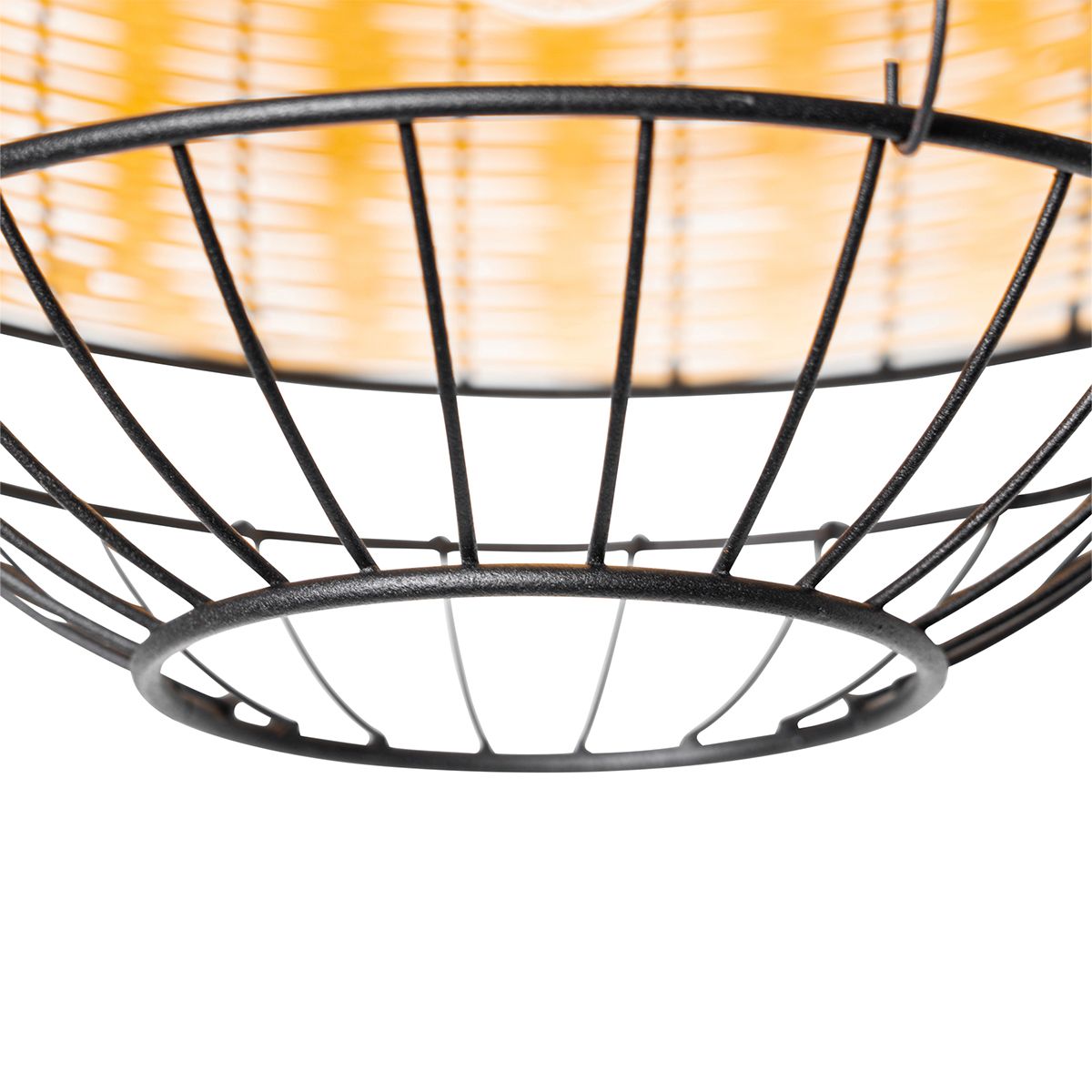 Oosterse plafondlamp zwart met rotan 25 cm - Emir