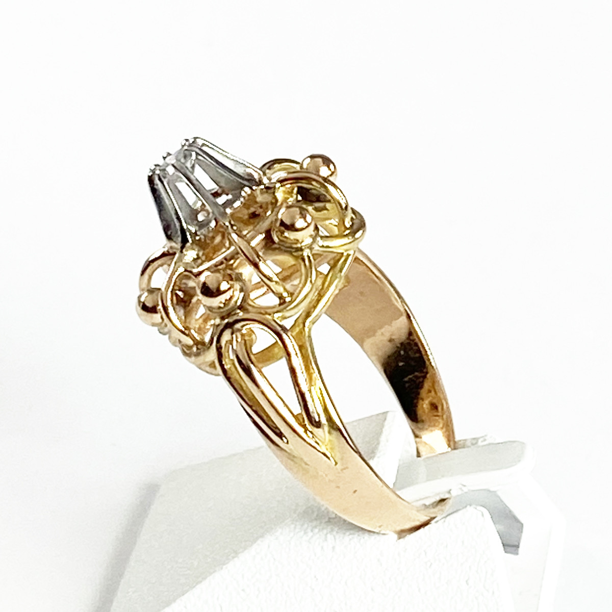 Bague d'occasion or 750 rose et blanc diamant