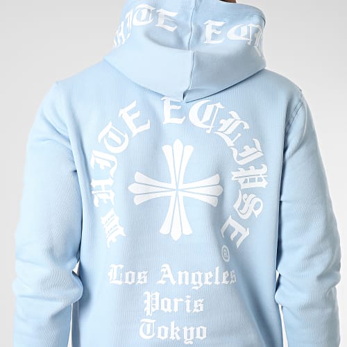 Sweat Capuche White Eclipse Gothic Bleu Ciel Blanc
