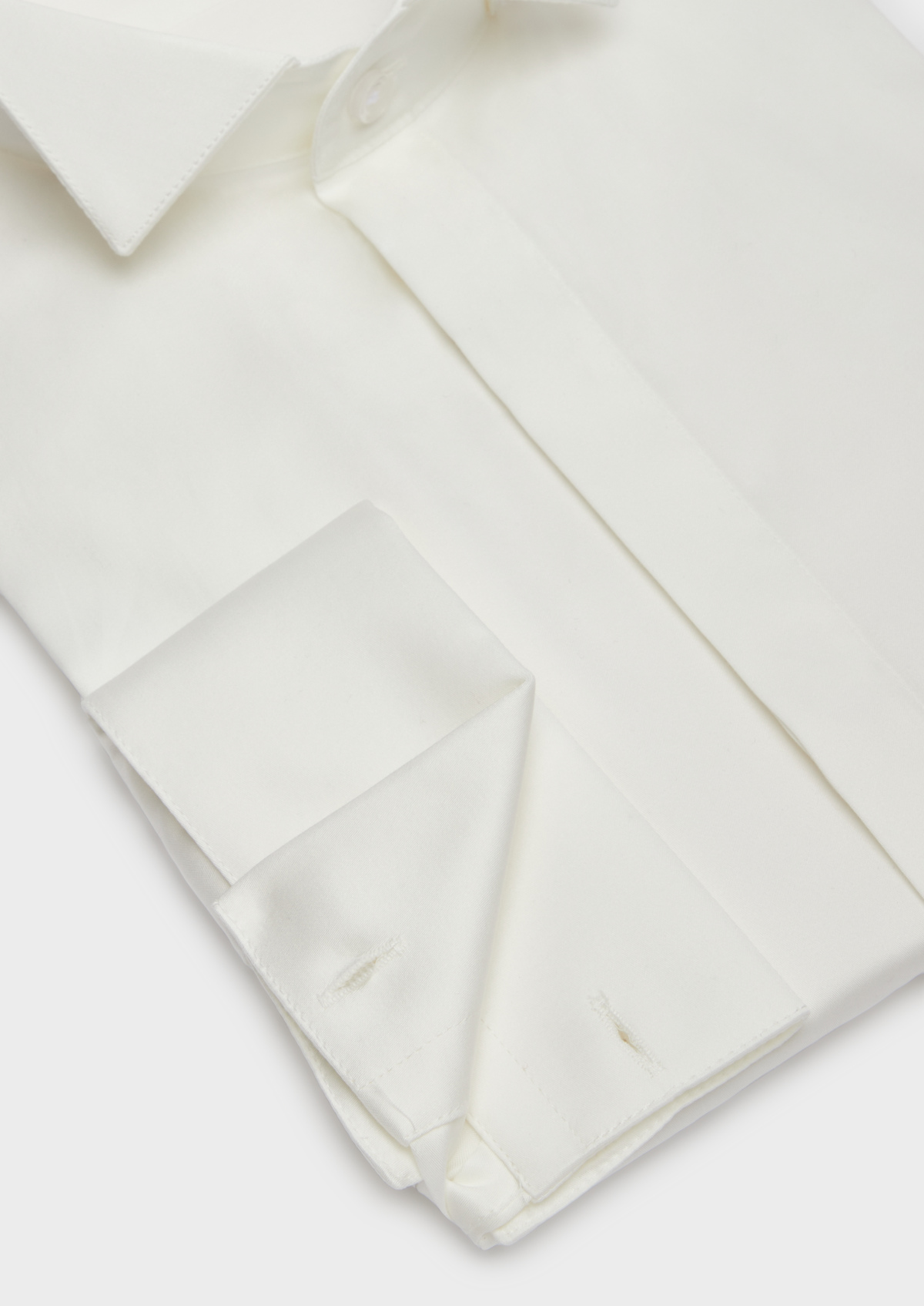Chemise habillée Slim en popeline de coton écru à col cassé