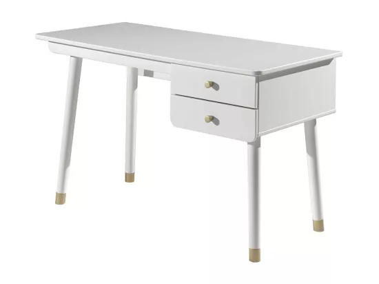 TINY WHITE - Lit 90x200cm + Chevet 2 Tiroirs + Bureau
