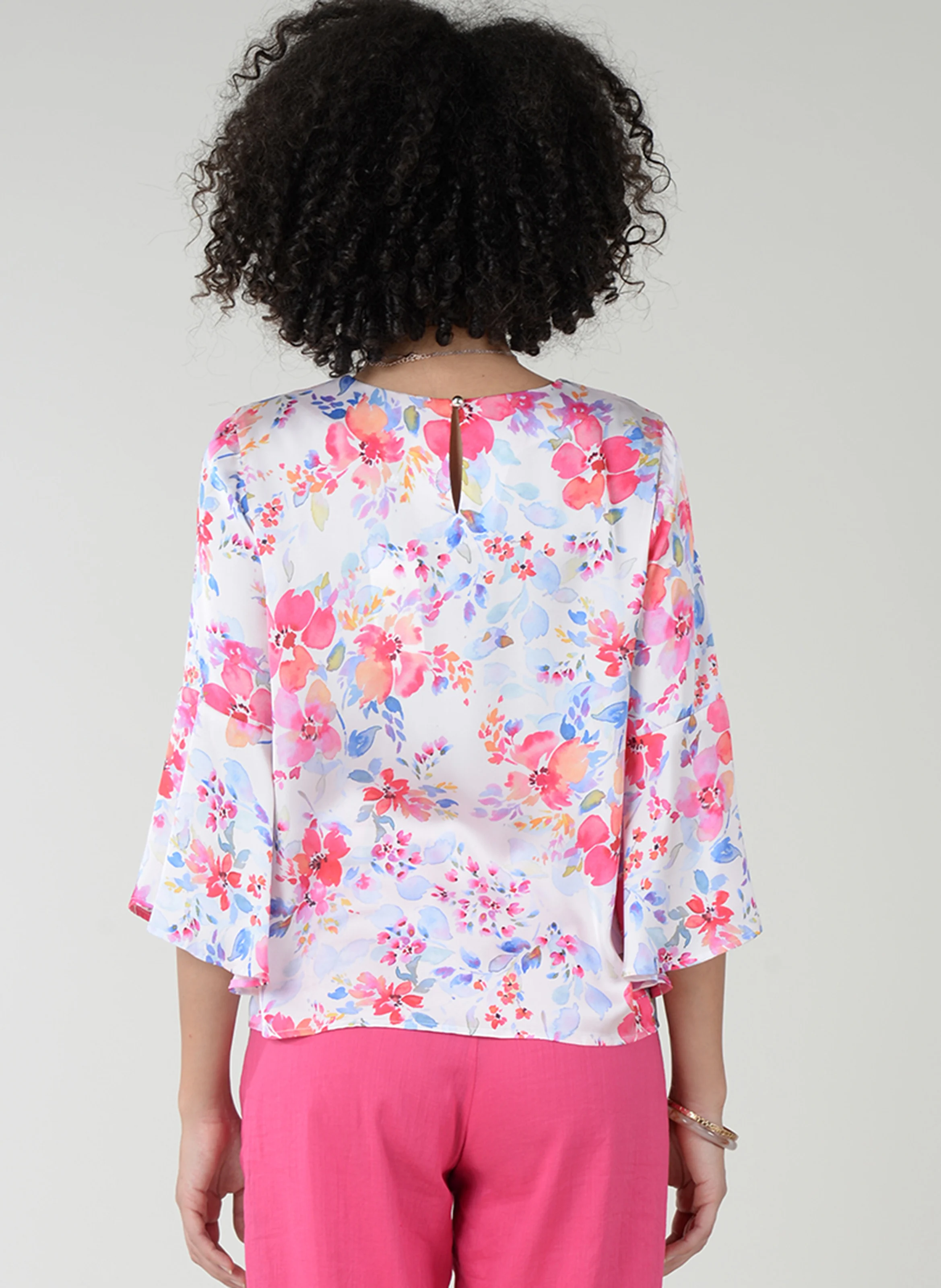 Top col rond imprimé | Multicolore