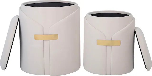 Kayoom Polstergarnitur »Hocker Forcet 125 2er-Set, Edler Kunstsamtbezug« Set, Hocker 1: B 30,5/ H 38,5/ T 30,5 cmHocker 2: B 37/ H 44,5/ T 37 cm, 2 Stk. tlg. modern, mit Stauraum, dekorativ, Viele dekorative Farbkombinationen