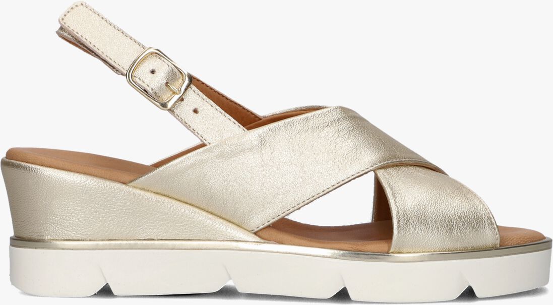 gouden stefano lauran sandalen met kruissandaal sleehak