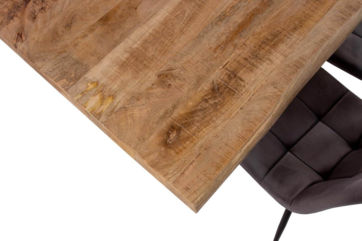 SAM Esstisch Cali | 160 x 85 cm | Mangoholz | Farbe: Natur/rau | U-Gestell Metall Schwarz | Massivholz mit echter Baumkante | pflegeleichter Baumkantentisch/Esszimmertisch
