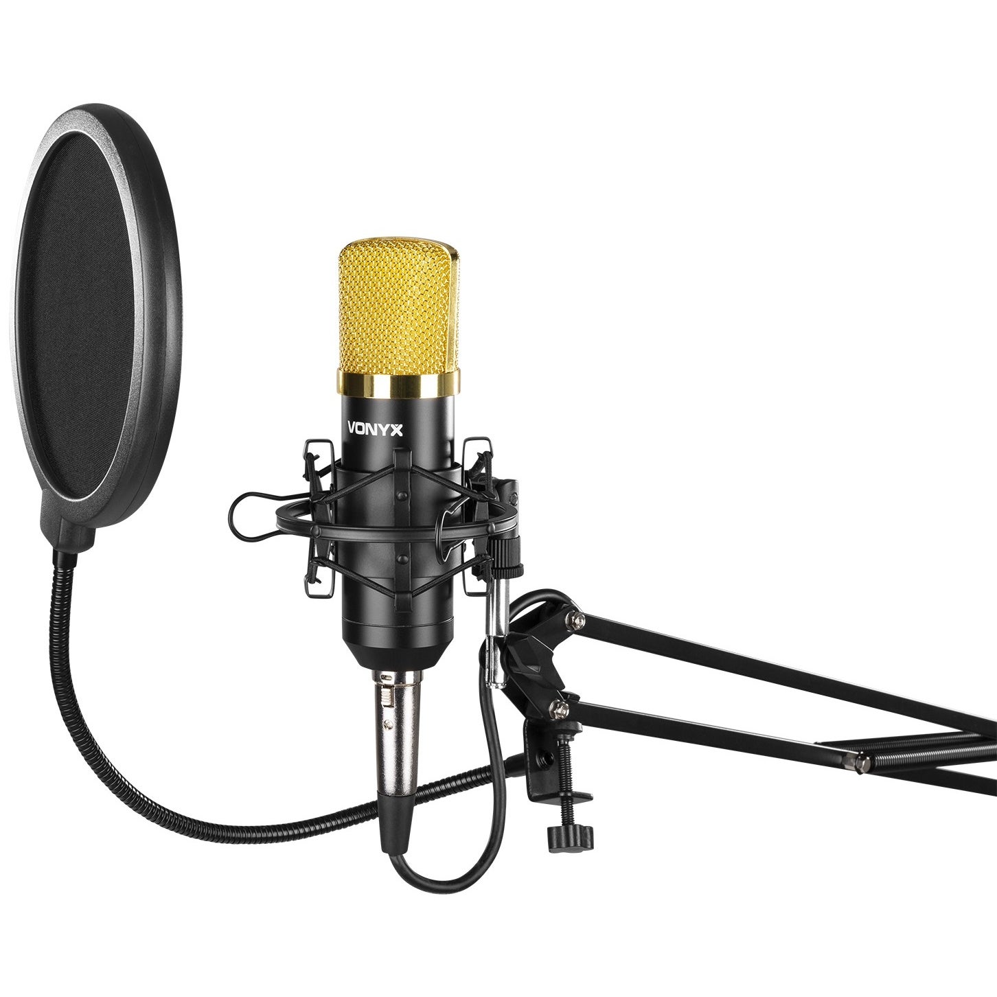 Vonyx CMS400B condensatormicrofoon met broadcast arm en popfilter