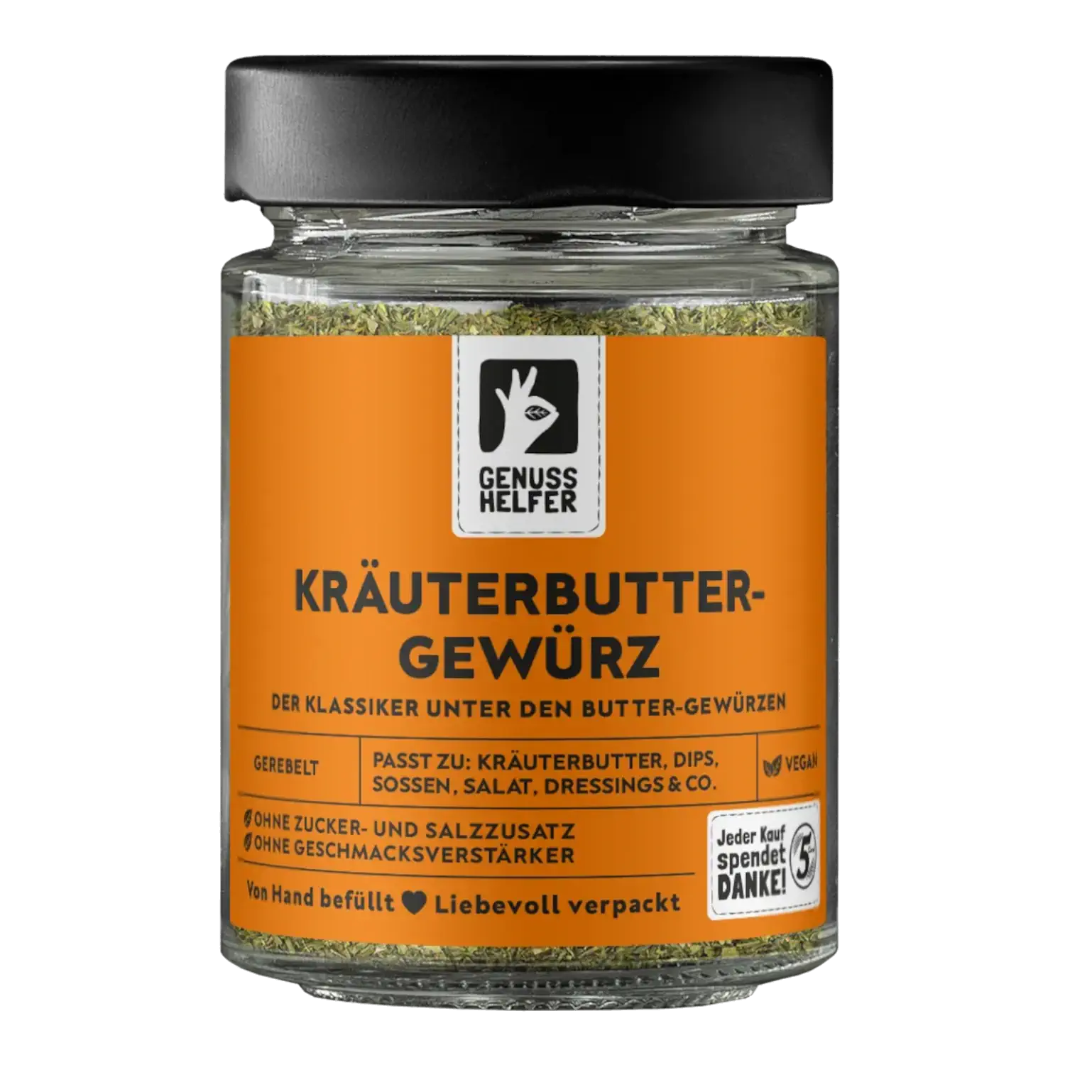 Kräuterbuttergewürz, gerebelt, im Glas