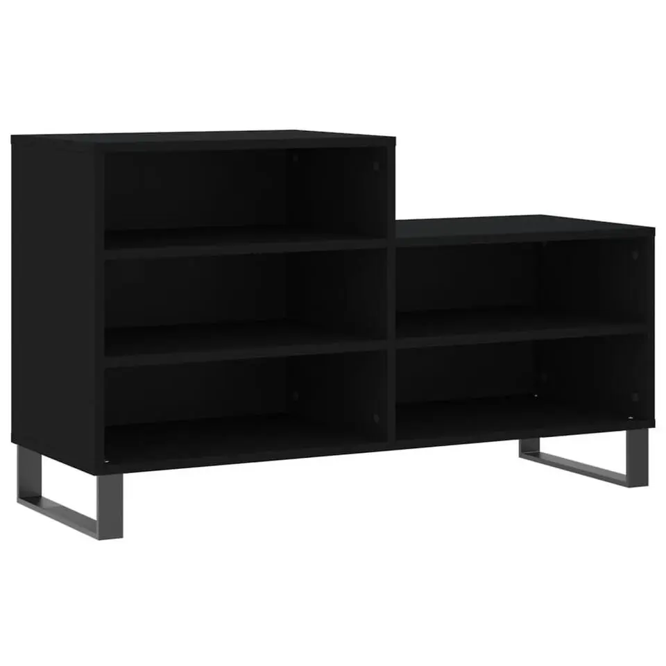 vidaXL - Schoenenkast 10 paar met metalen U-poten - Zwart - Hout - 102x36x60 cm