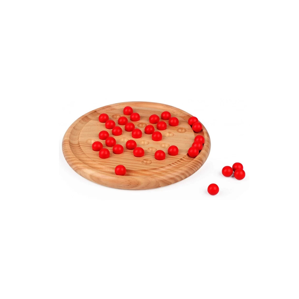 Solitaire en pin - Bille rouge - 22,5cm