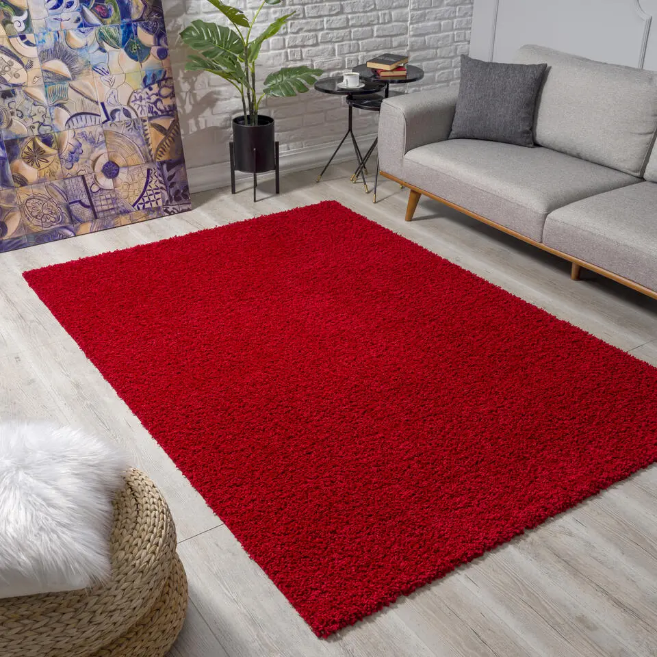 Loca Shaggy Vloerkleed Rood Hoogpolig - 200x290 CM