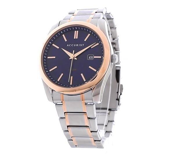 Accurist Mens Accurist Blue Dial Two Tone Watch