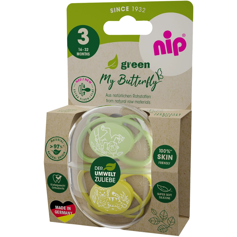 nip® Schnuller My Butterfly Green, Größe 3 (16-32 Monate), Silikon grün