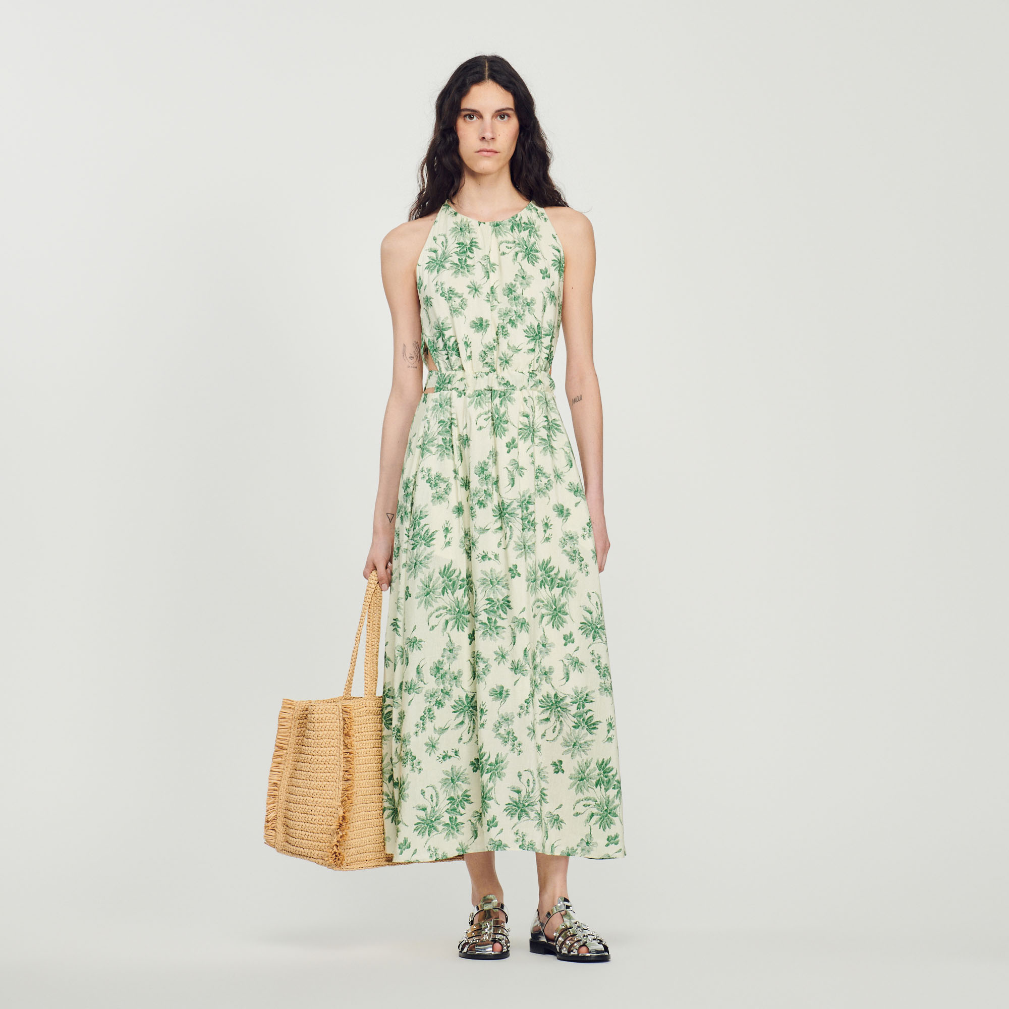 Robe longue imprime fleuri