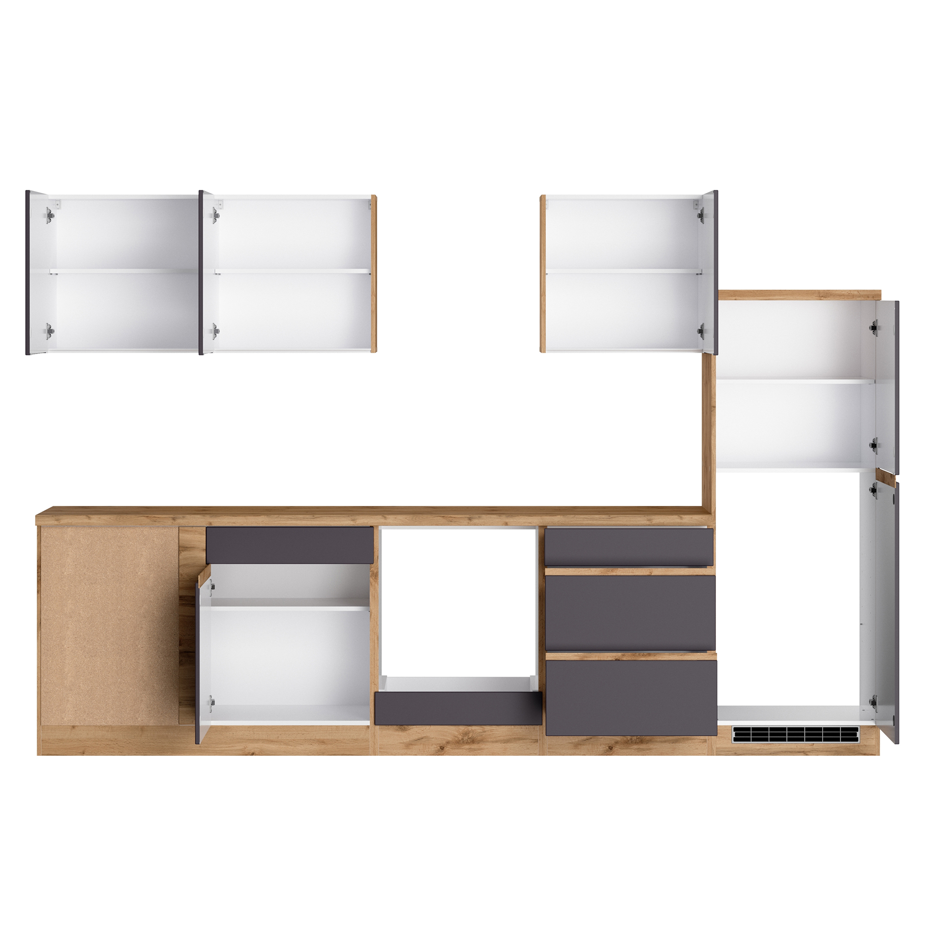 Winkelblock TURIN - grau matt - Wotan Eiche - 240x300 cm
