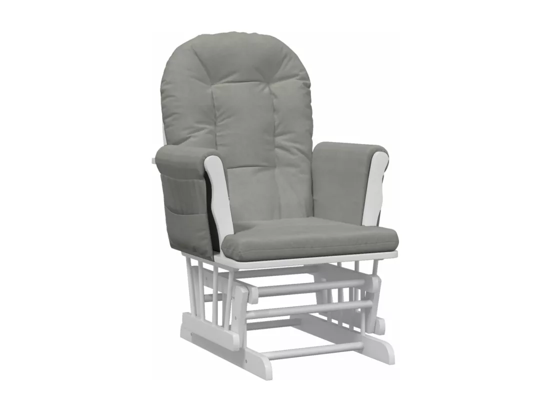 Chaise berçante avec repose-pied Gris clair Tissu