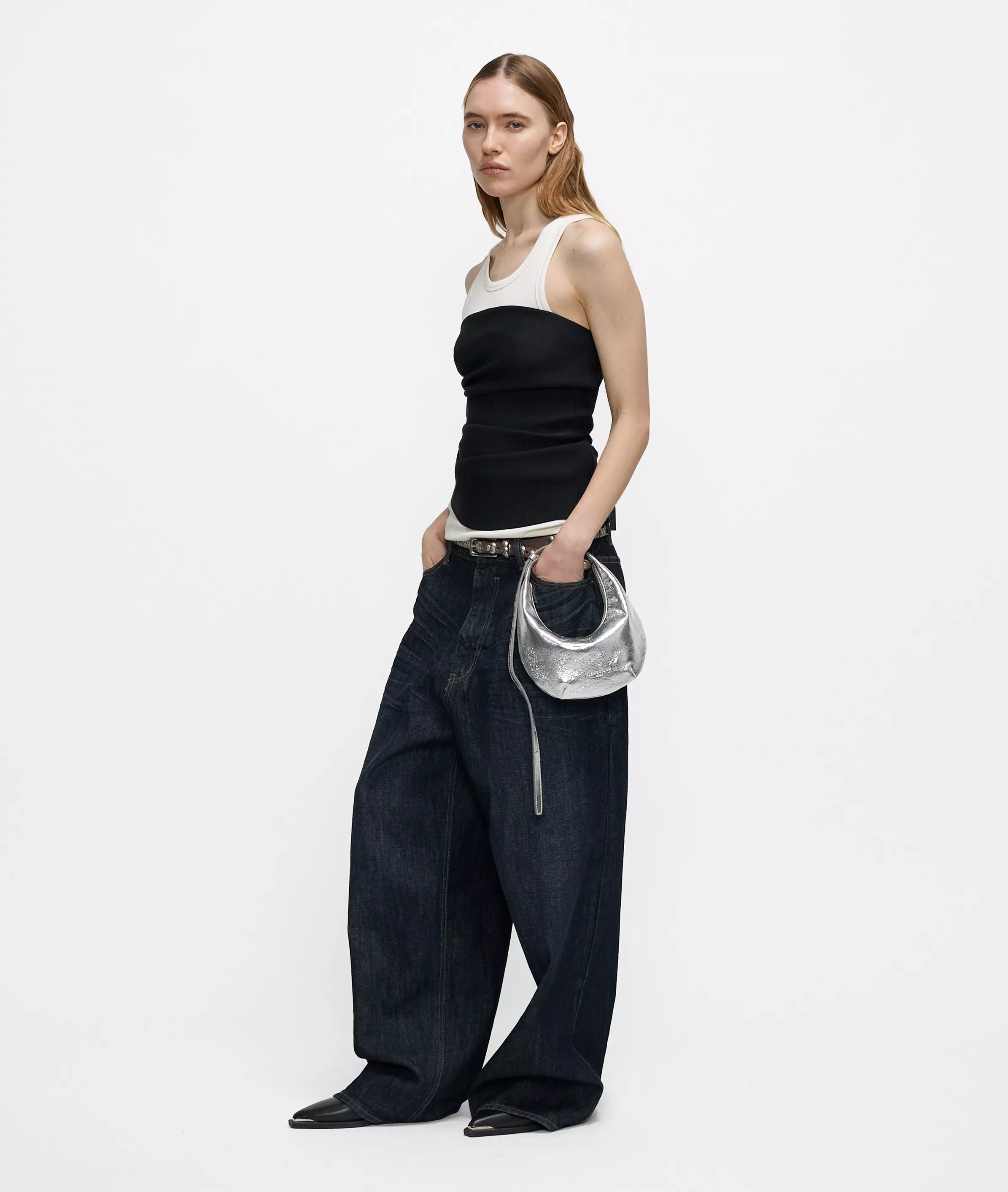 Hobo Mini bag with metallic finish