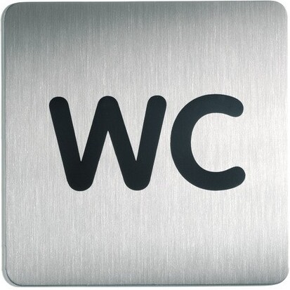 Plaque de porte WC carrée en alu brossé 150x150mm
