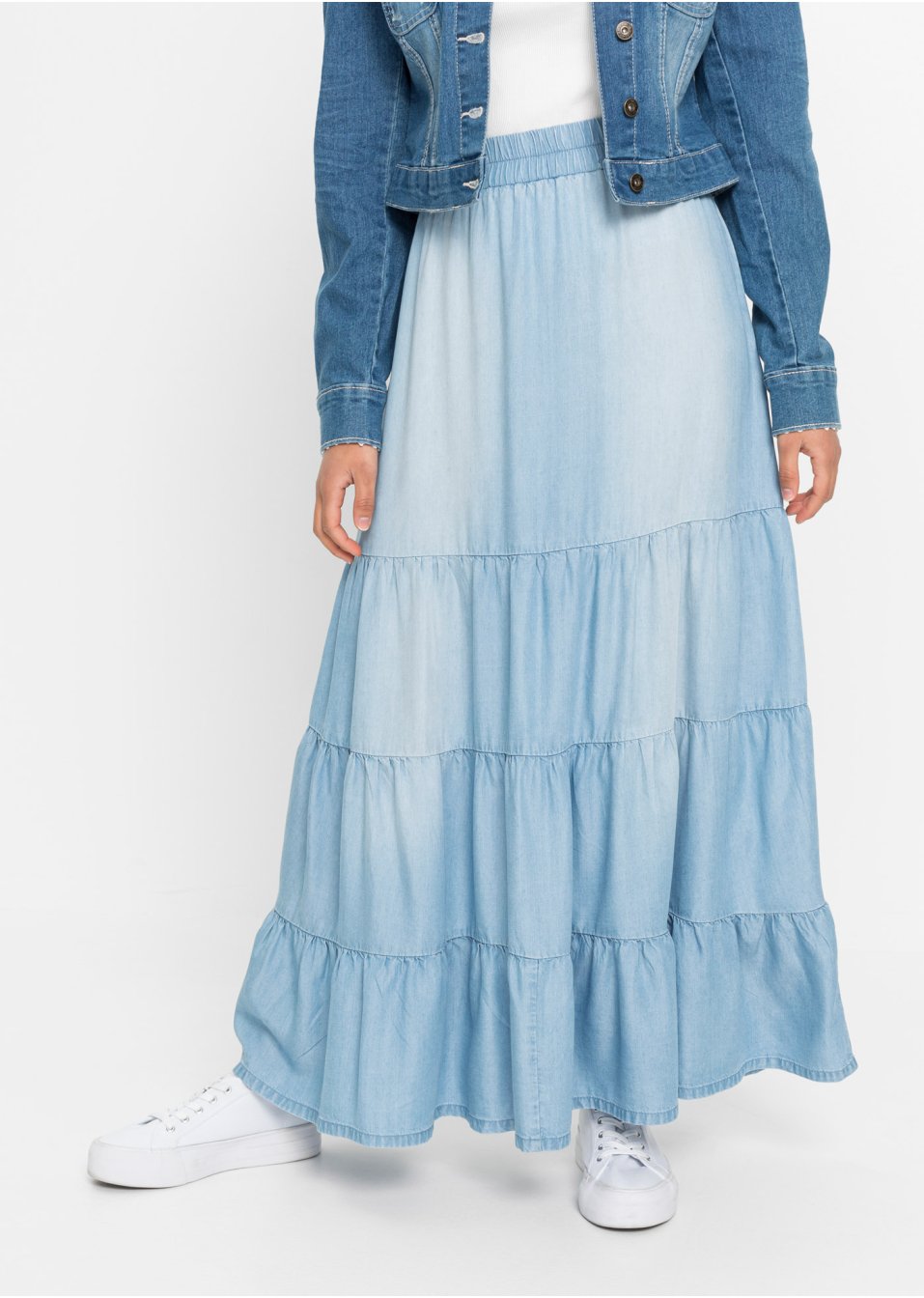 Jupe longue étagée en TENCEL™ Lyocell