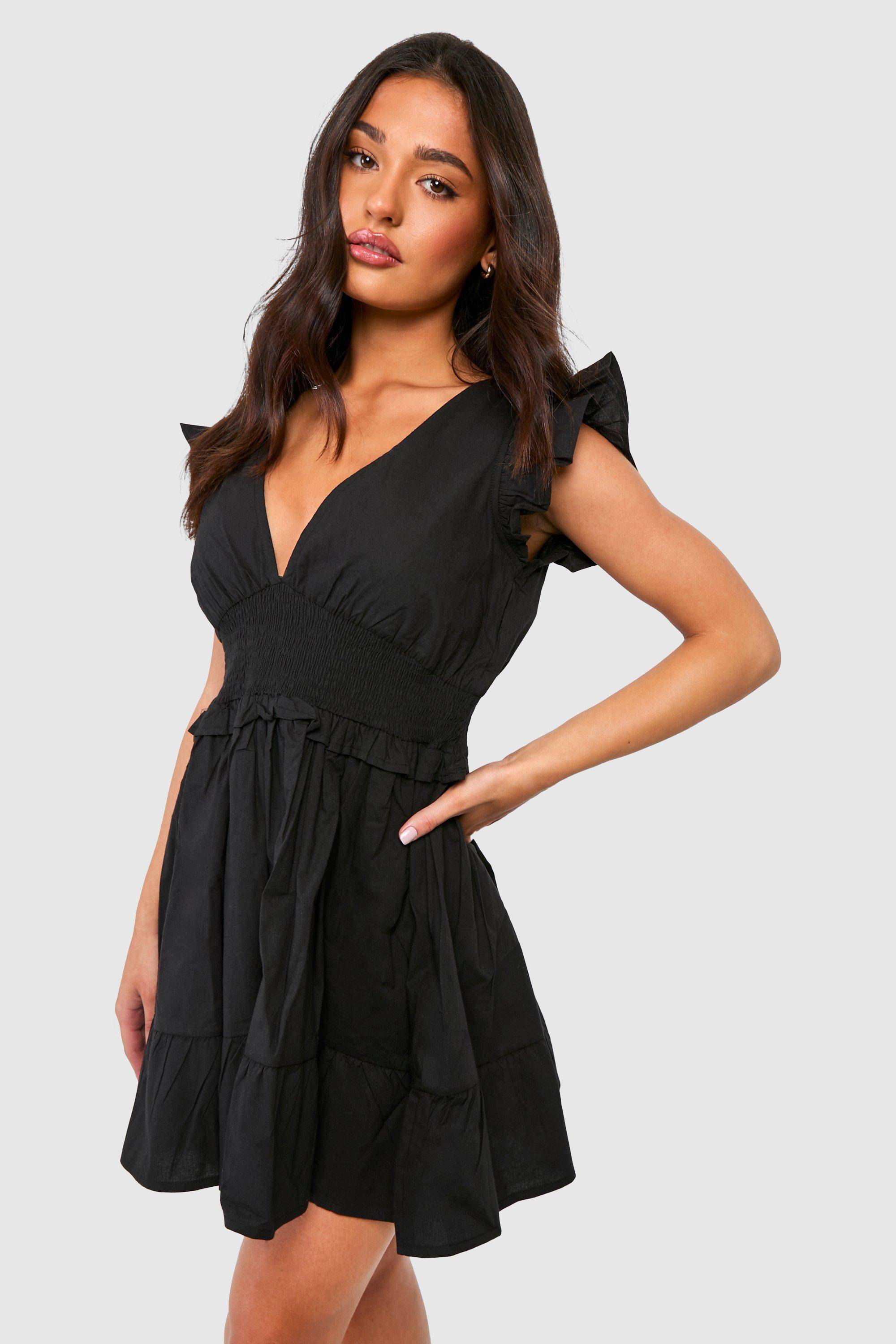 boohoo Mini Taille Froncée En Popeline De Coton Petite