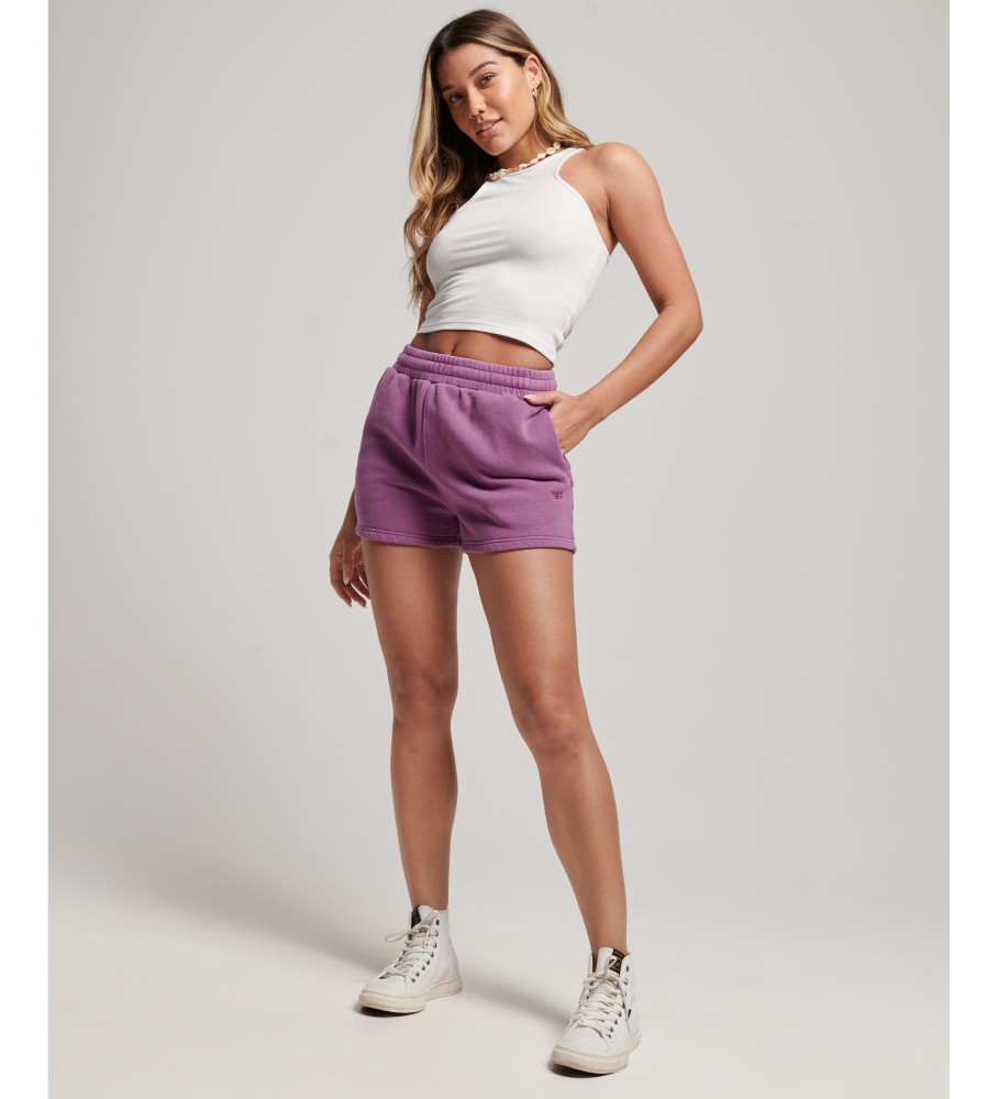Shorts lilás com lavagem vintage da Superdry