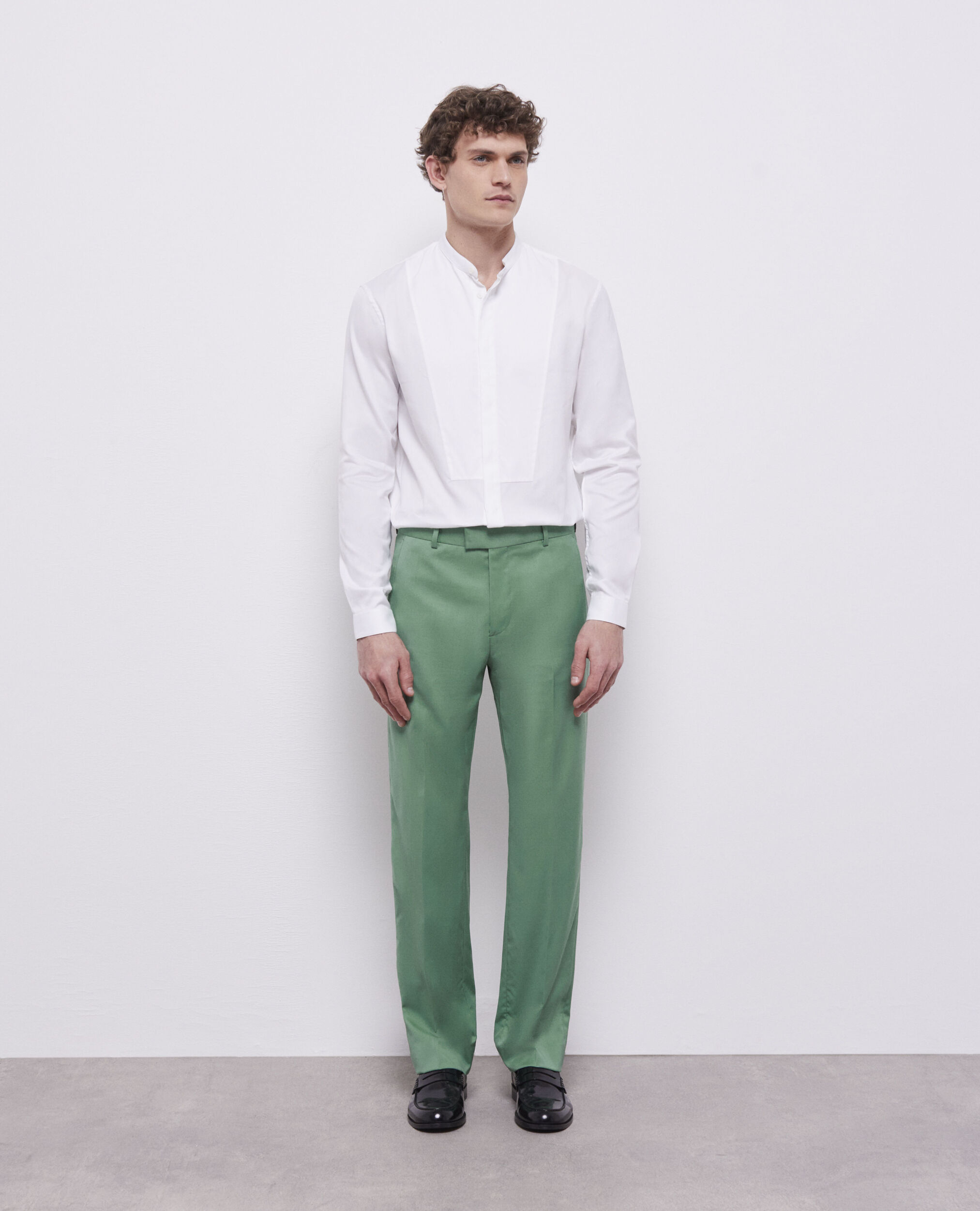 Pantalon de costume vert en laine