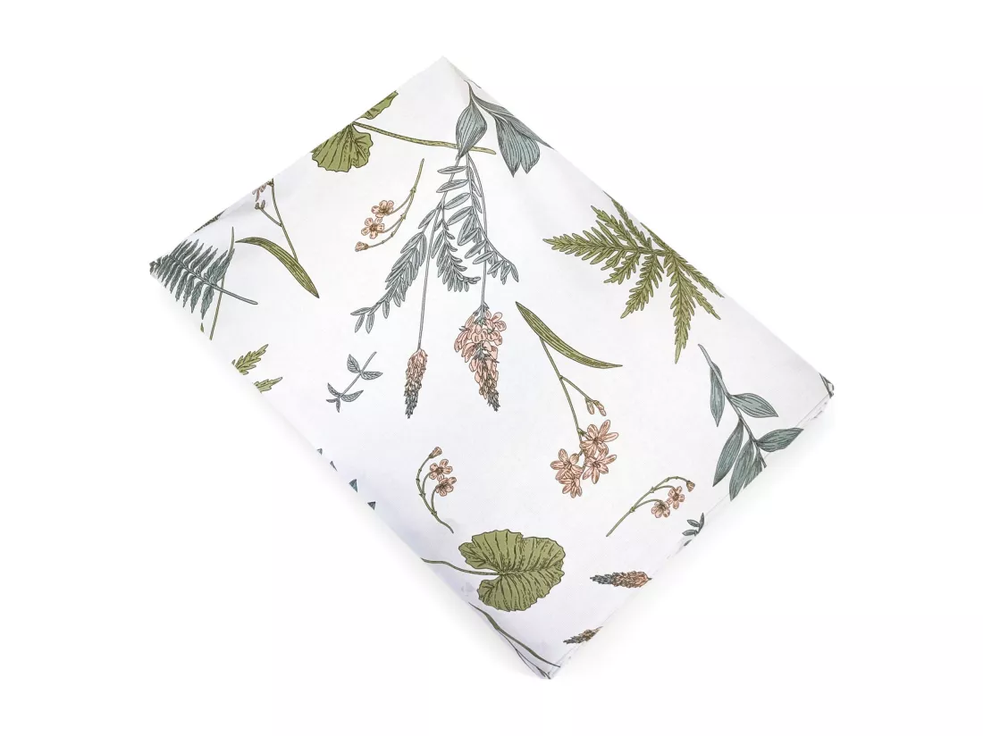 Drap Plat 180x290 cm 100% percale de coton FÉÉRIE Blanc sauge