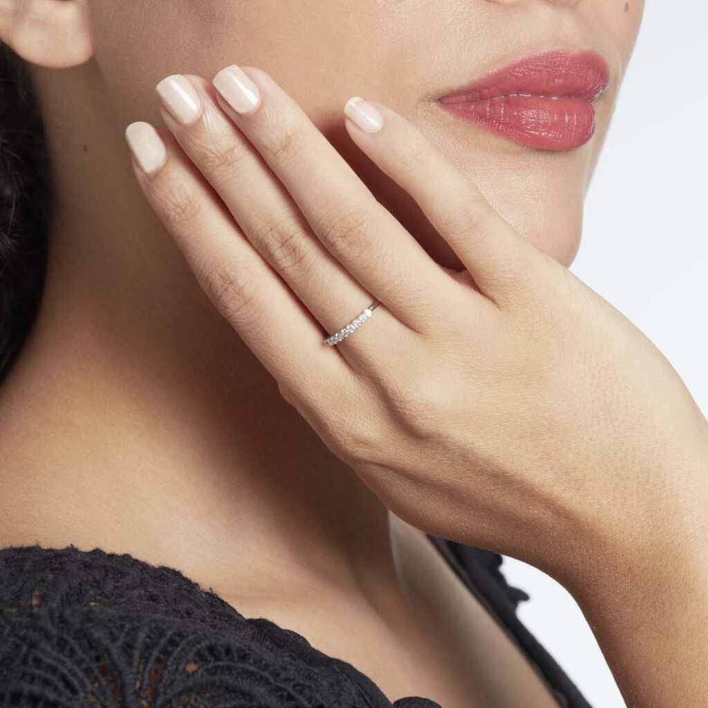 Demi-alliance  Eloise Platine Blanc Diamant