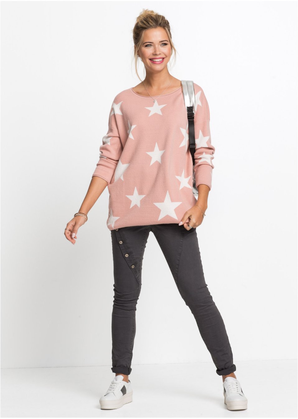 Pull en maille avec imprimé étoiles
