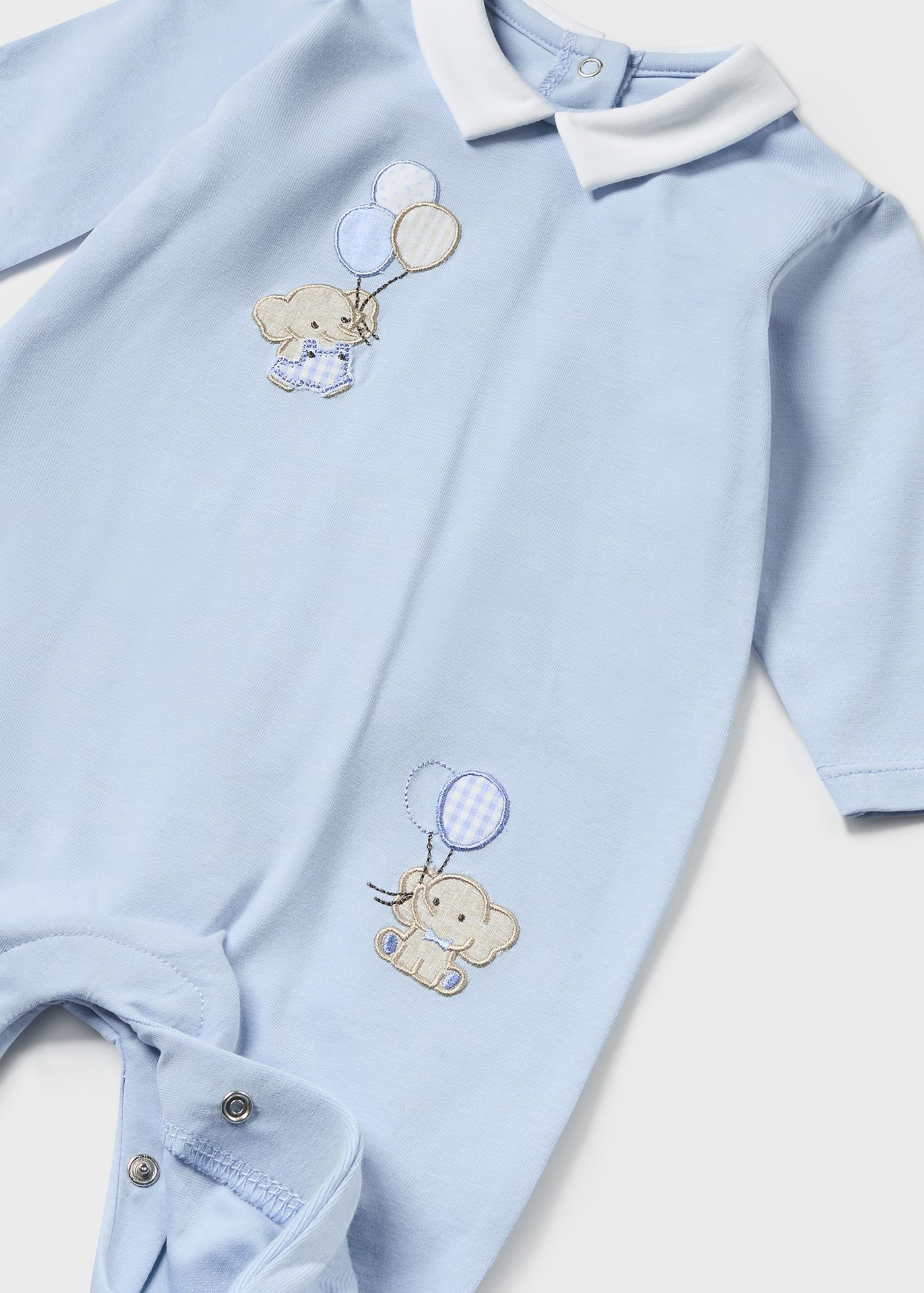 Macacão comprido Better Cotton com estampa de elefantes para recém-nascidos, azul celeste