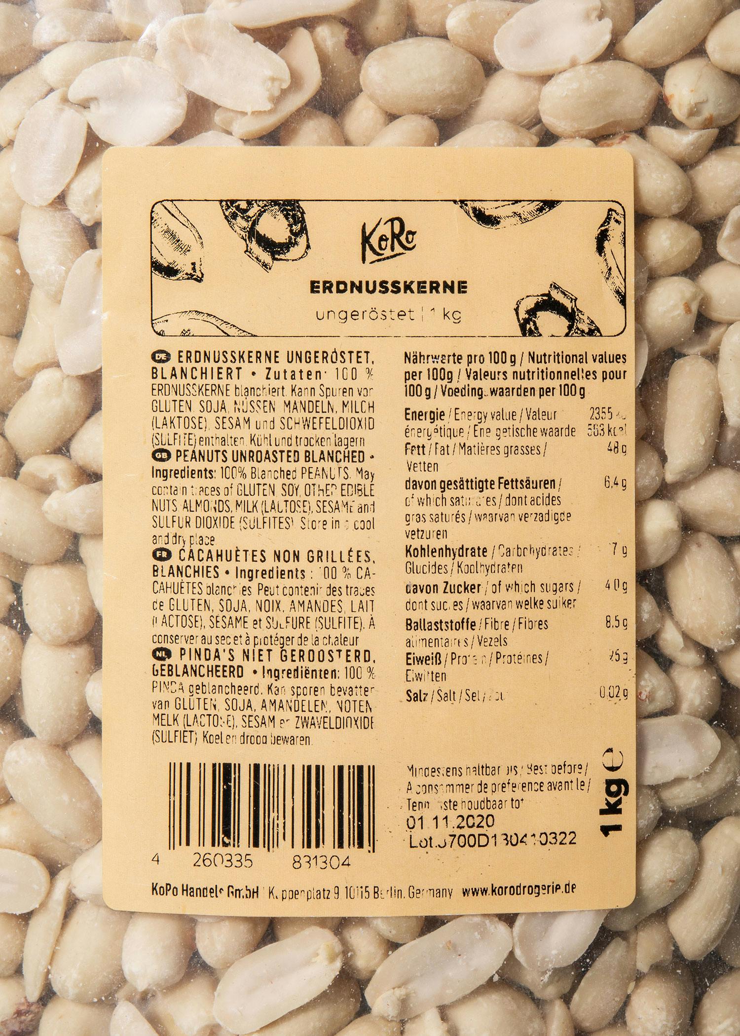 Blanchierte Erdnusskerne 1 kg