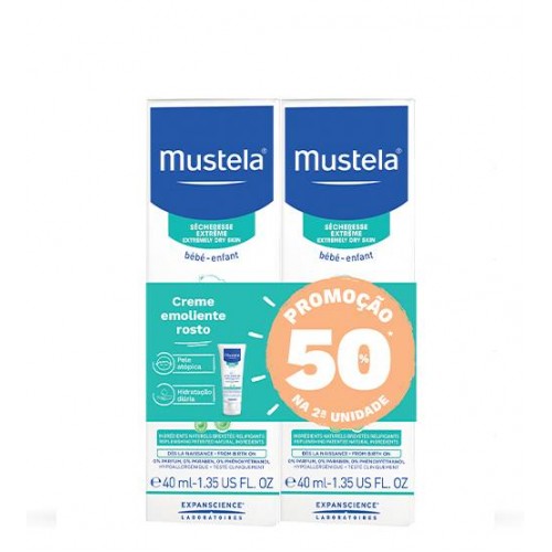 Mustela Stelatopia Creme de Rosto Emoliente 2x40ml Preço Especial