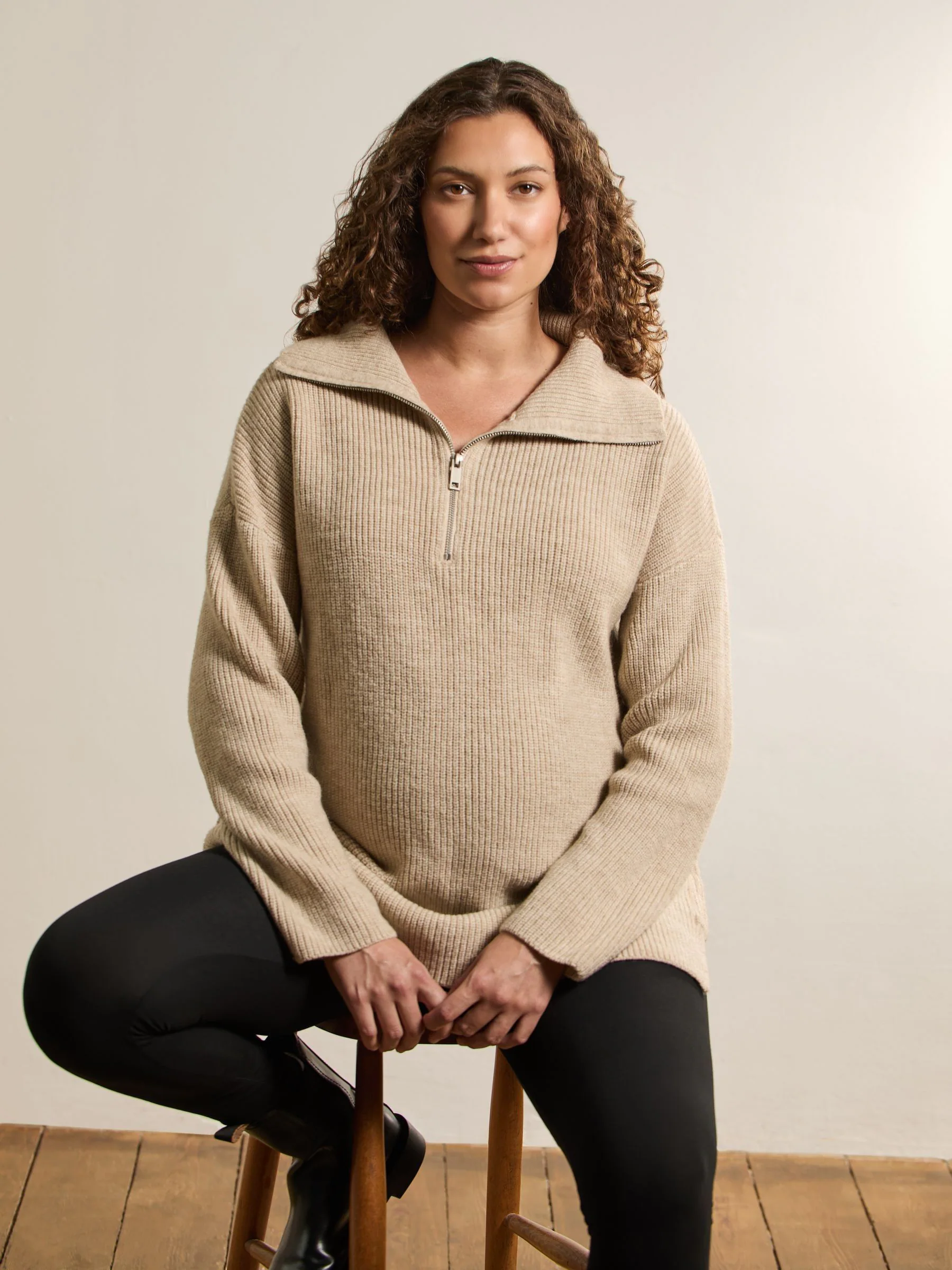 JoJo Maman Bébé Half Zip Maternity And Nursing Jumper