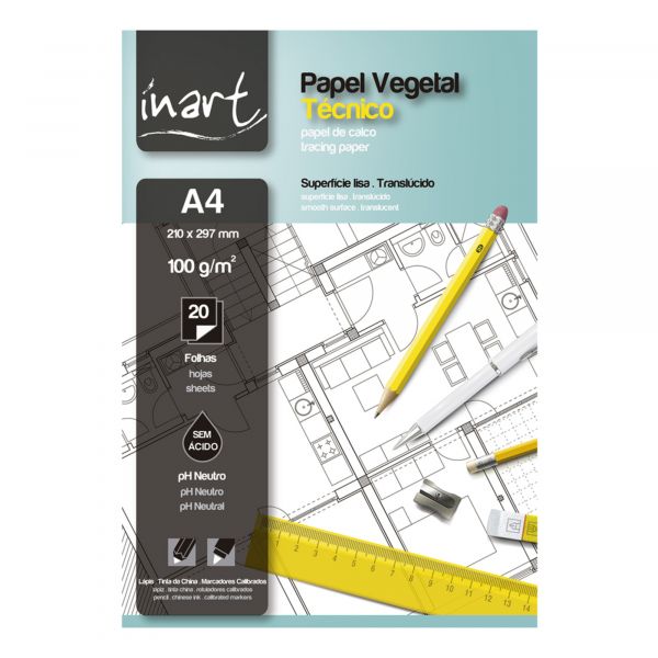 Inart Bloco Vegetal Técnico A4 100 g/m2 20 Fls