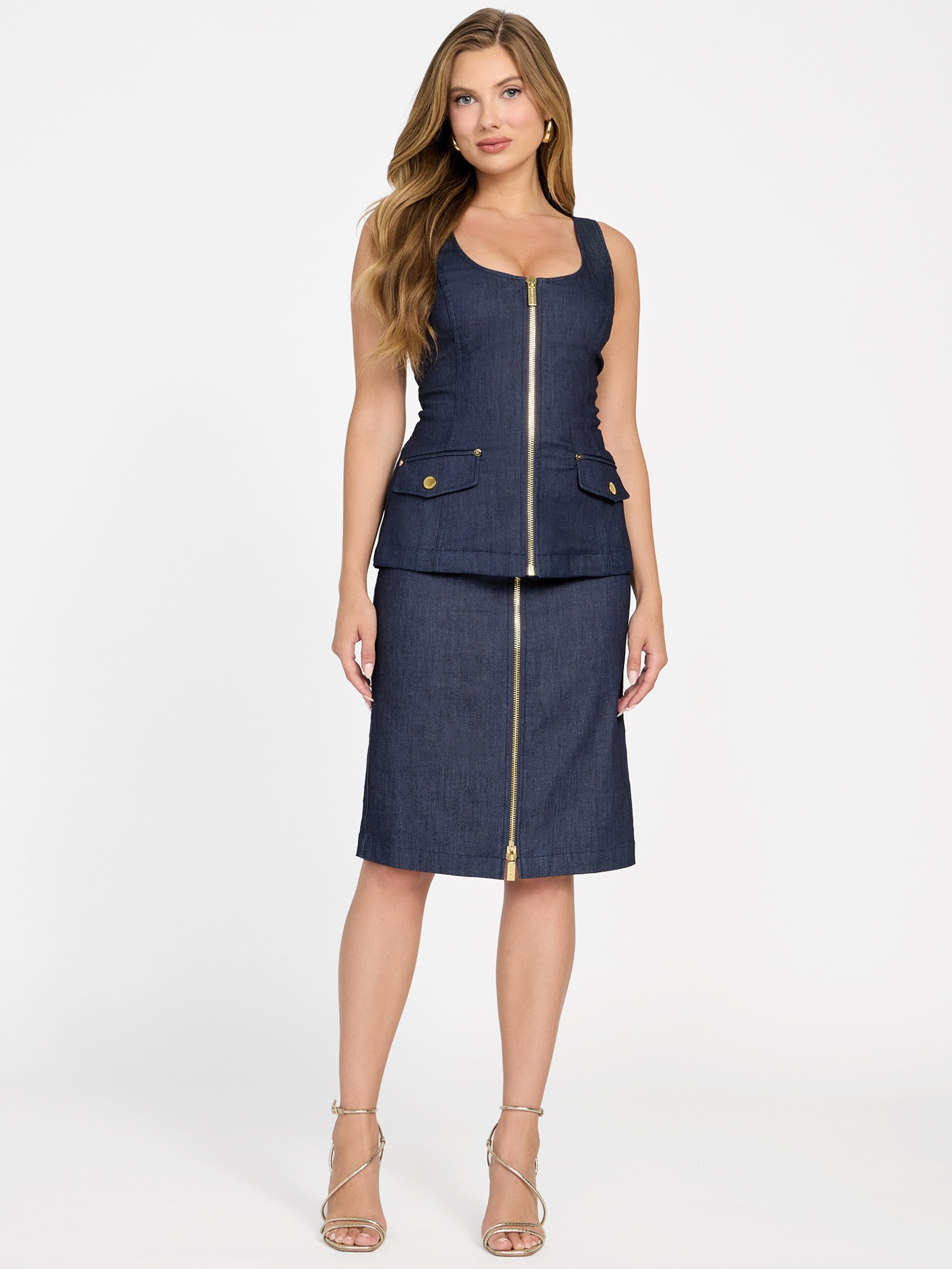 Top corset jeans com zíper