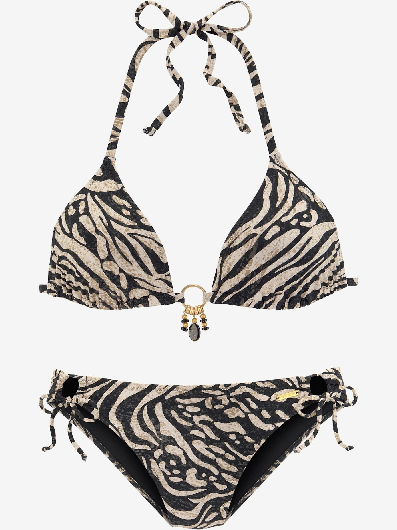 Bikini triangle accessoire couleur or entre les bonnets