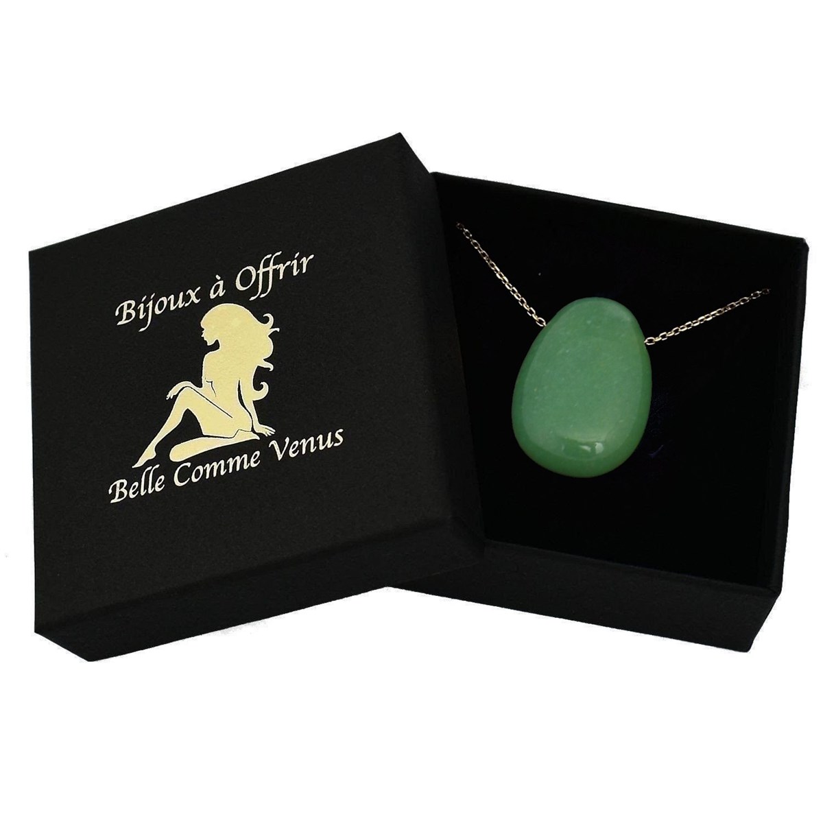 Collier pierre naturelle aventurine verte Plaqué OR 750 3 microns