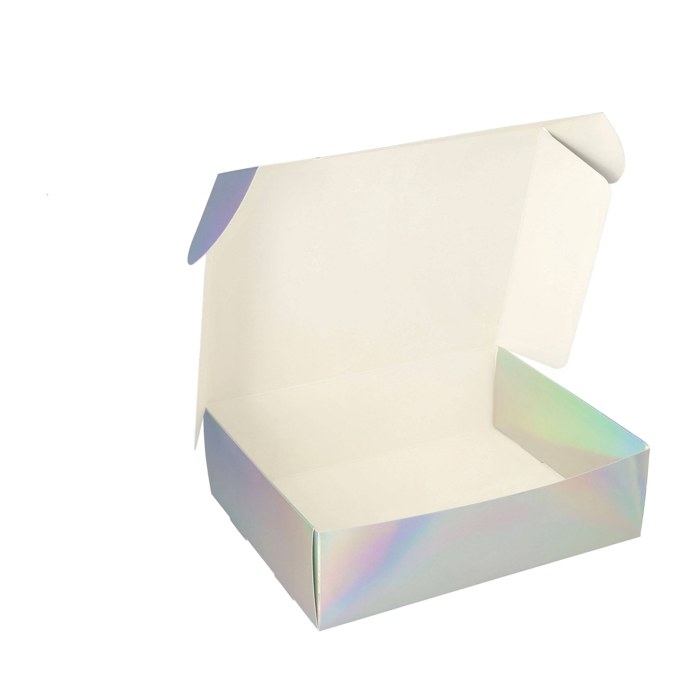 (10er Set) 22x17.5cm Regenbogen Geschenk Schachtel Faltbare Gift Box Verpackung mit Deckel - Irisierend