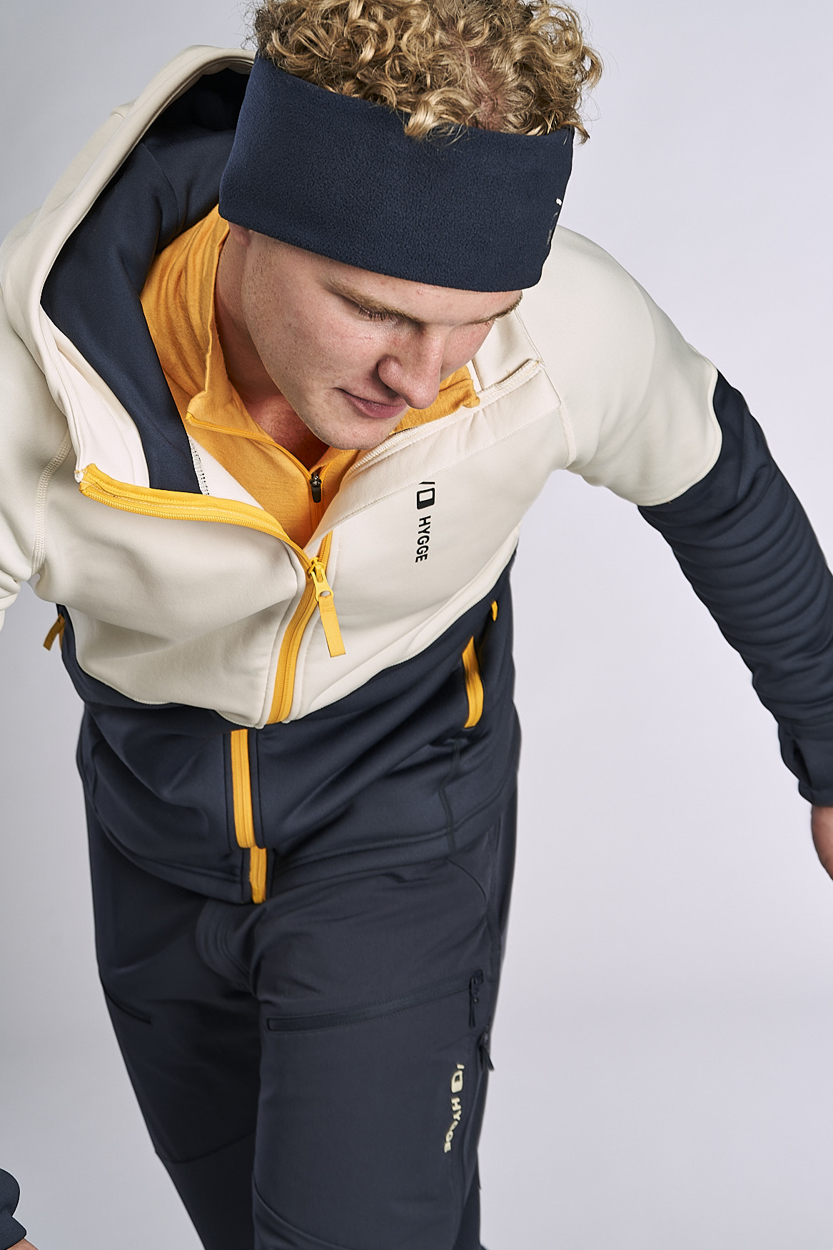 Pow Zip Hoodie Herre 23/Beige/Mørkeblå