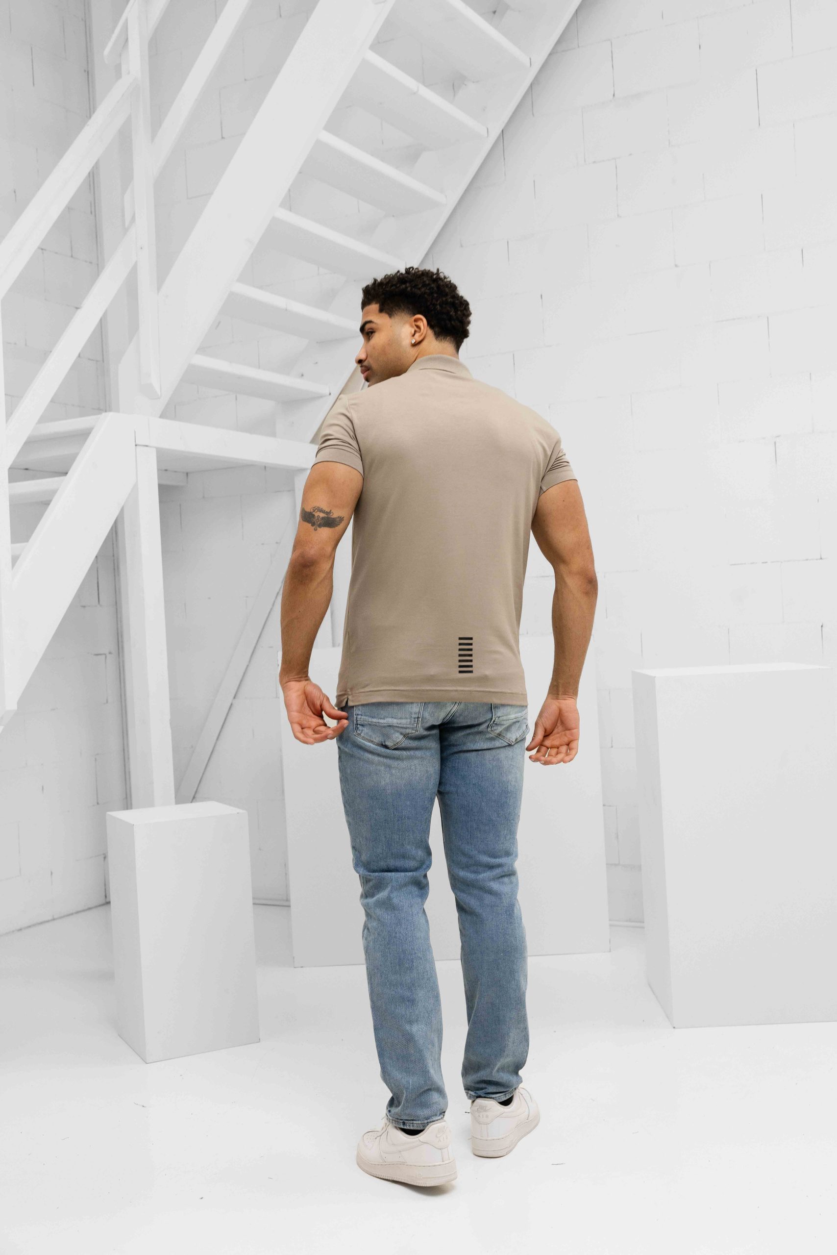 EA7 Emporio Armani 8NPF14 Polo Heren Beige