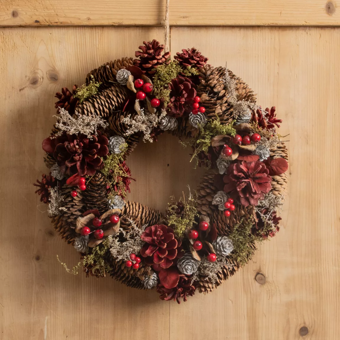 Couronne de Noël (D33 cm) Pompin Bordeaux