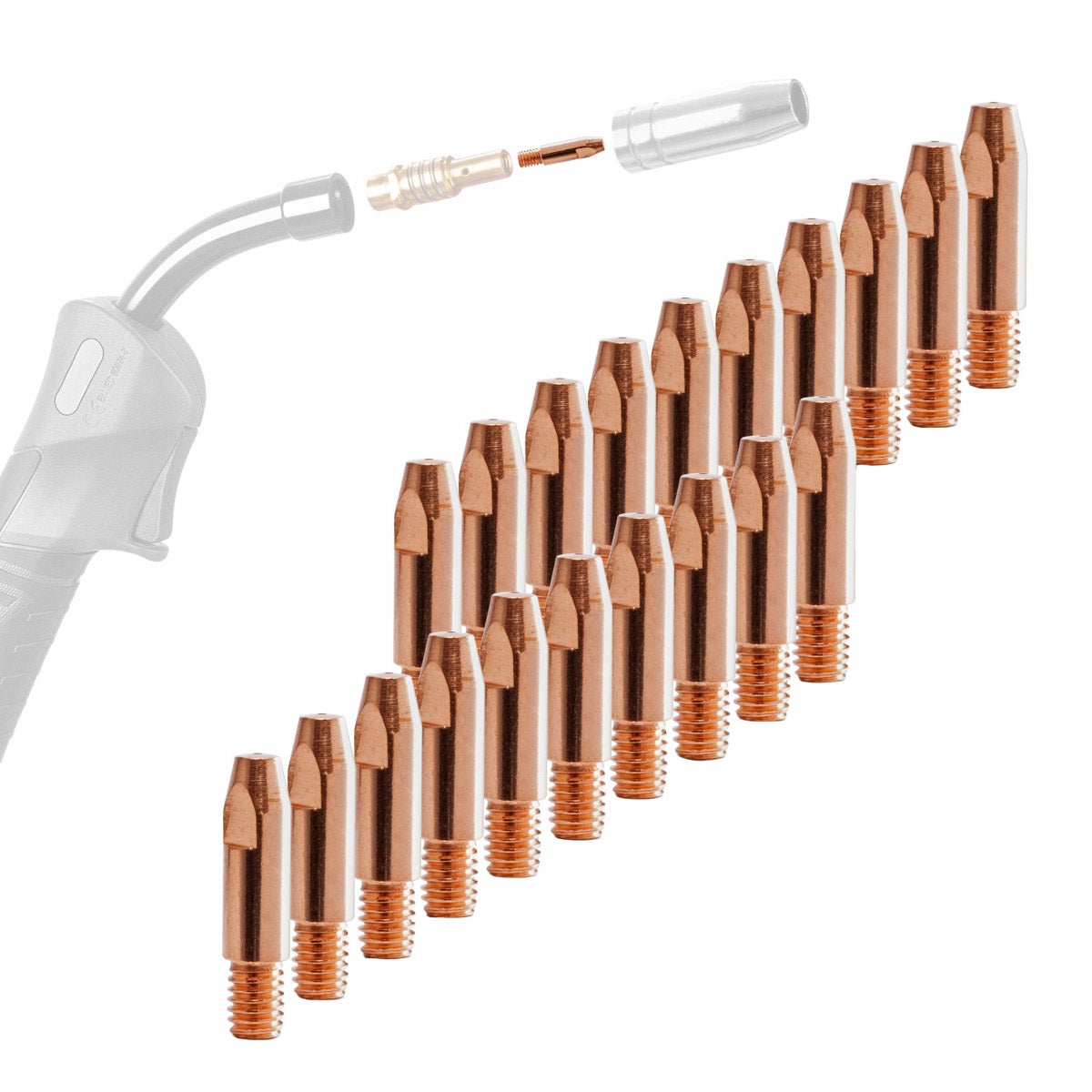 STAHLWERK contactpunten voor aluminium AK25 MB25 MIG MAG contactpunten M6x28 1,0 mm