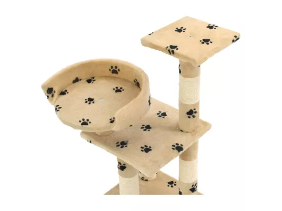 Arbre à chat et griffoirs en sisal 65 cm Beige Motif de pattes
