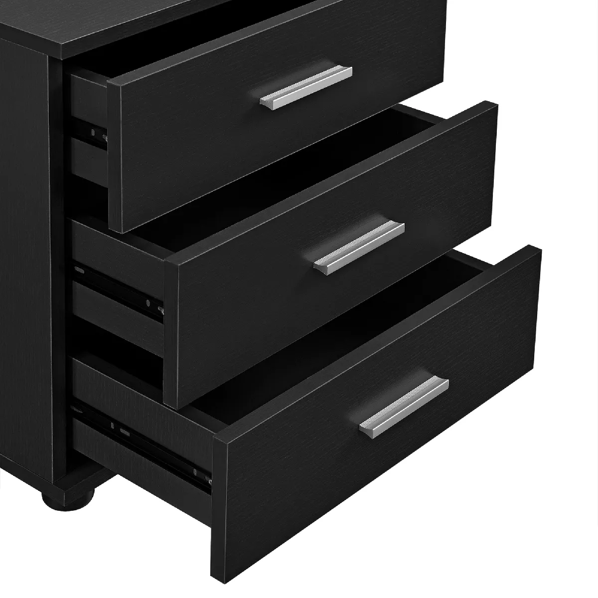 Helloshop26 Table de chevet 3 tiroirs - Noir