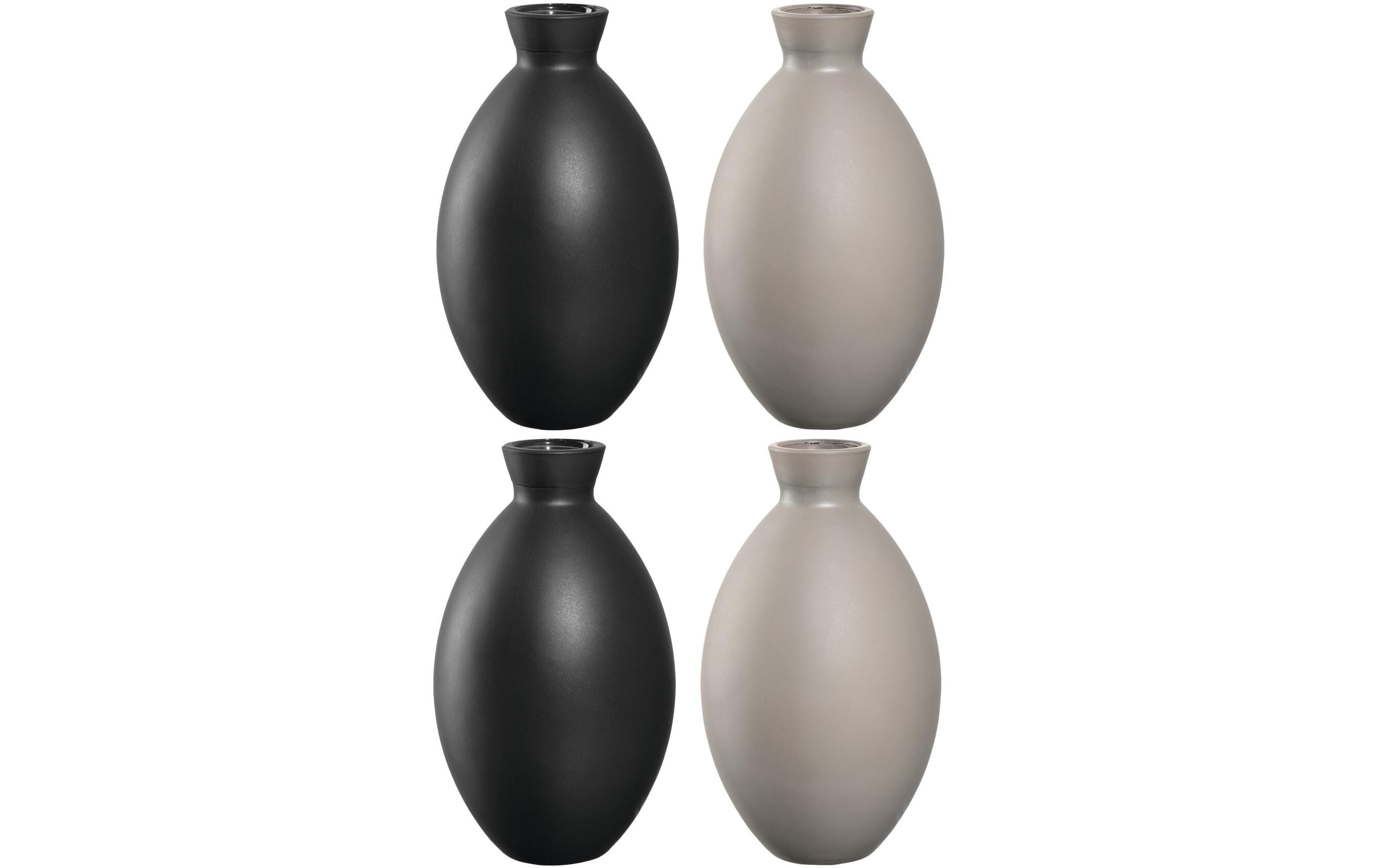 Vase Casolare 12 cm, Grau/Schwarz, 4 StückBlumenvase aus Kalk-Natron-Glas