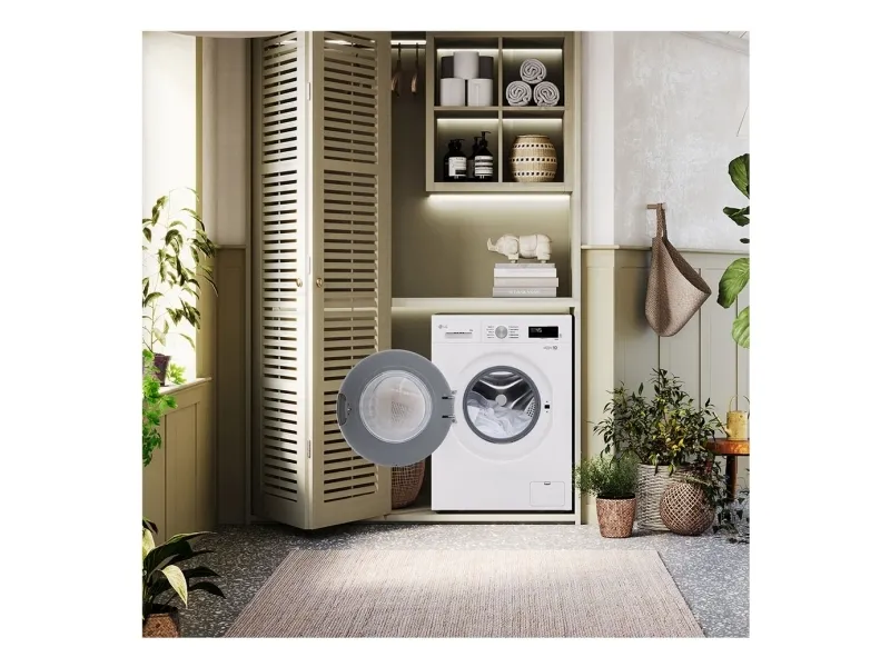 LG F4X1008NWH - Vaskemaskine - Wi-Fi - bredde: 60 cm - dybde: 59 cm - højde: 85 cm - frontbetjening - 8 kg - 1400 rpm - essens hvid