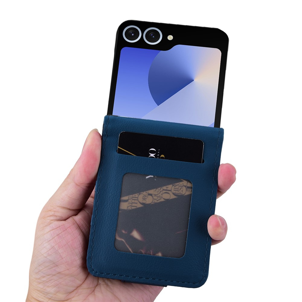 Samsung Galaxy Z Flip7 Leder Tasche Flip Cover Rhombus Imprint - Dunkelblau