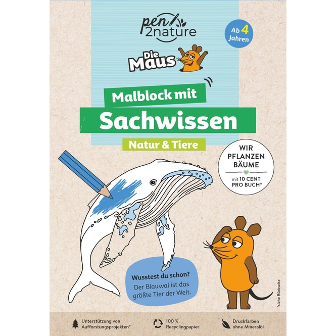 Die Maus - Malblock mit Sachwissen - Natur & Tiere